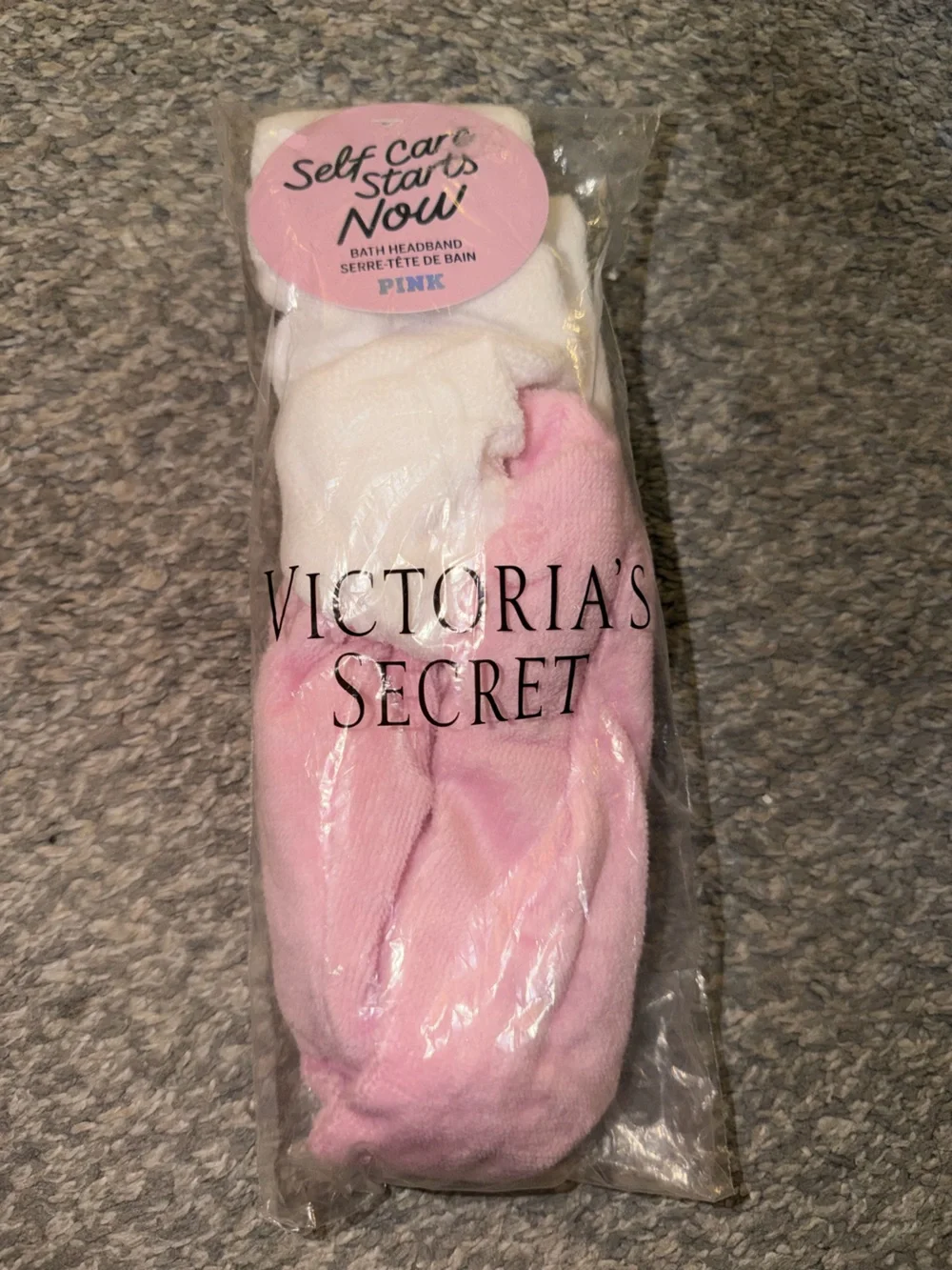 Pink Victoria's Secret Monogram Terry Towel Spa Headband